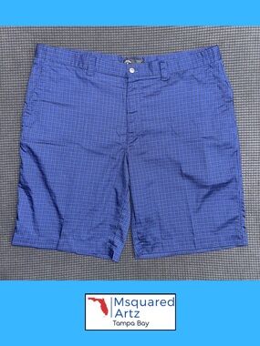 Callaway Golf Shorts Mens 38 Blue Plaid Stretch Performance Casual